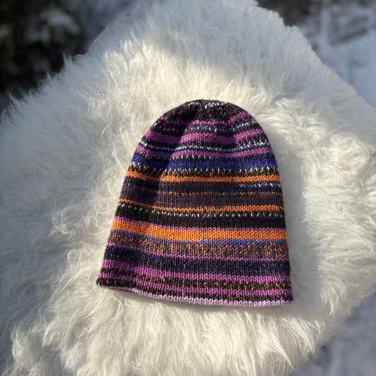 Handmade Reversible 100% merino wool hat Lilac/Purple