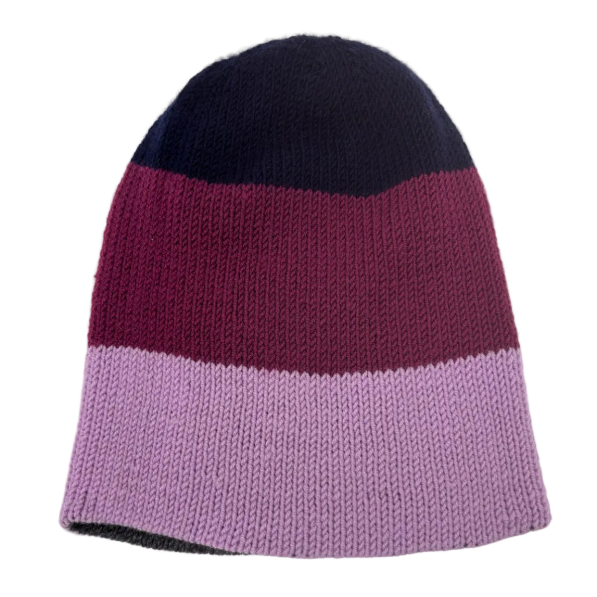 Handmade 100% Merino Wool Reversible Kids’ Hat – Pink Colour Block