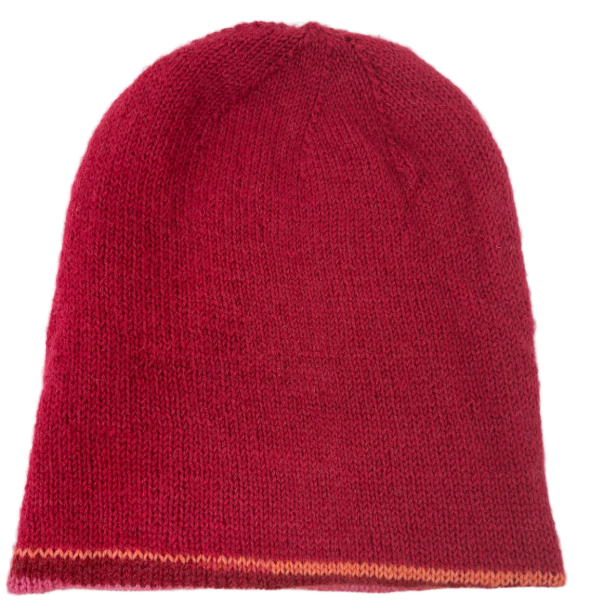 Handmade 100% Merino Wool Reversible Women’s Hat – Pink Multicolour Stripe