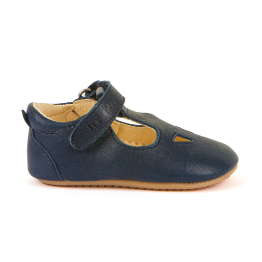 Prewalkers  Leather T-Bar Baby Sandal in Dark Blue