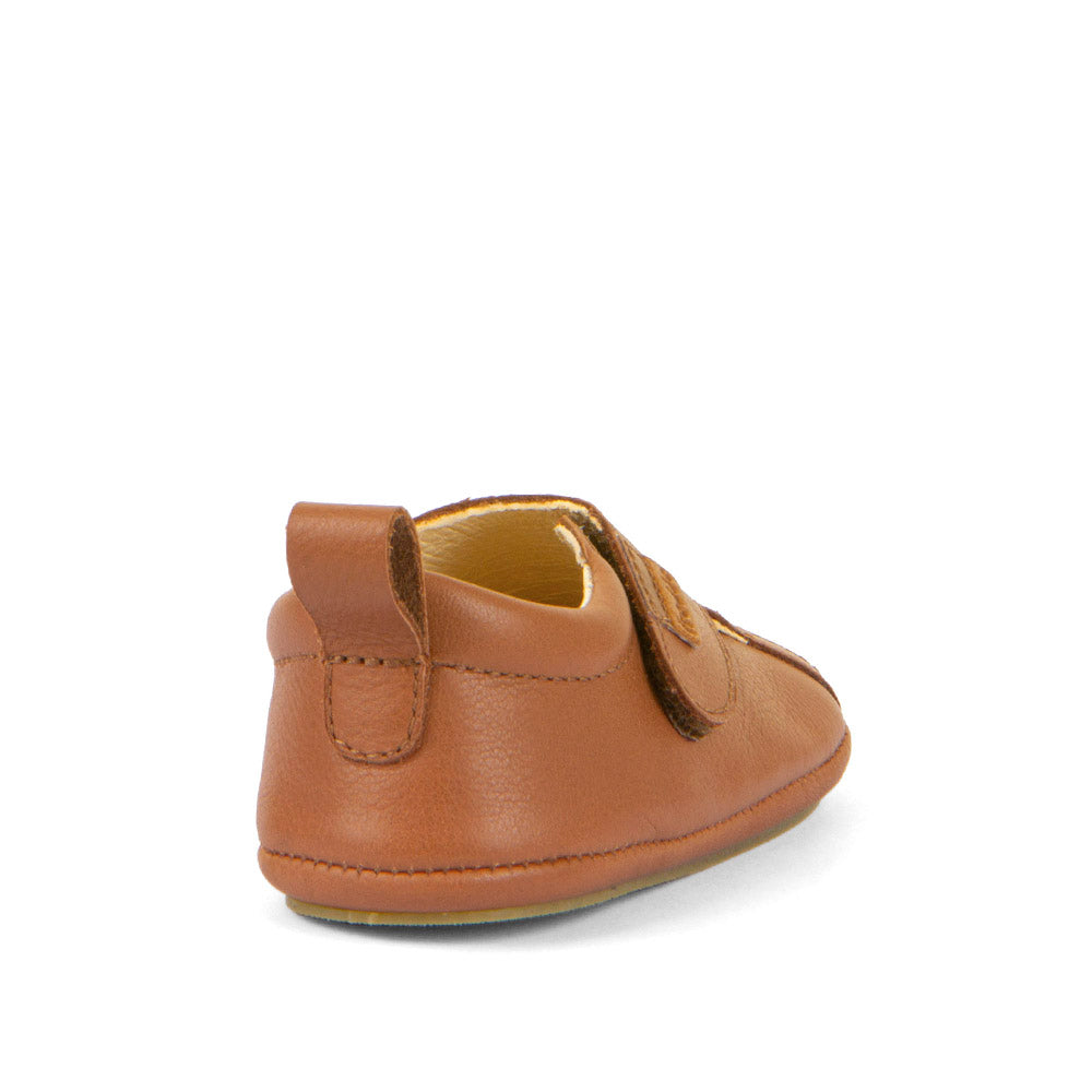 Barefoot Prewalkers - Single Velcro Leather Baby Shoes in Cognac