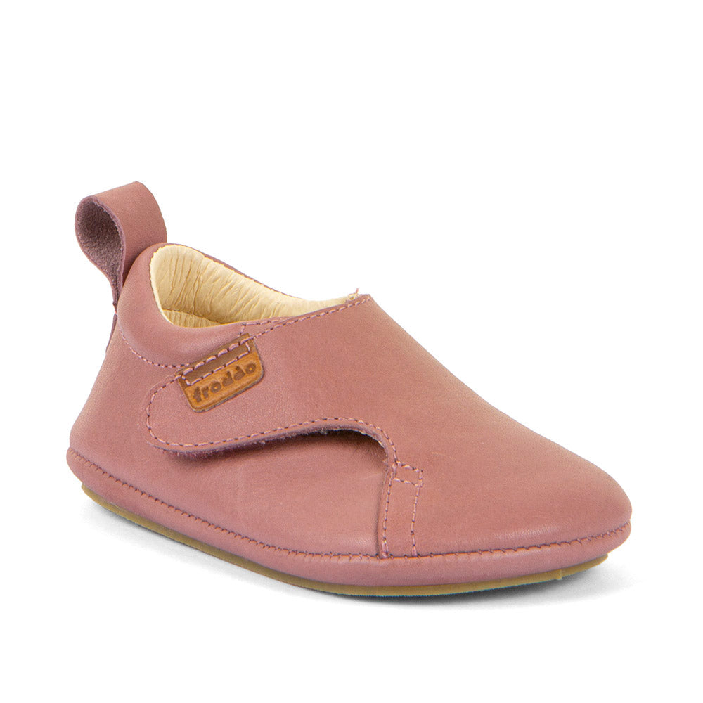 Barefoot Prewalkers - Single Velcro Leather Baby Shoes in Dark Pink