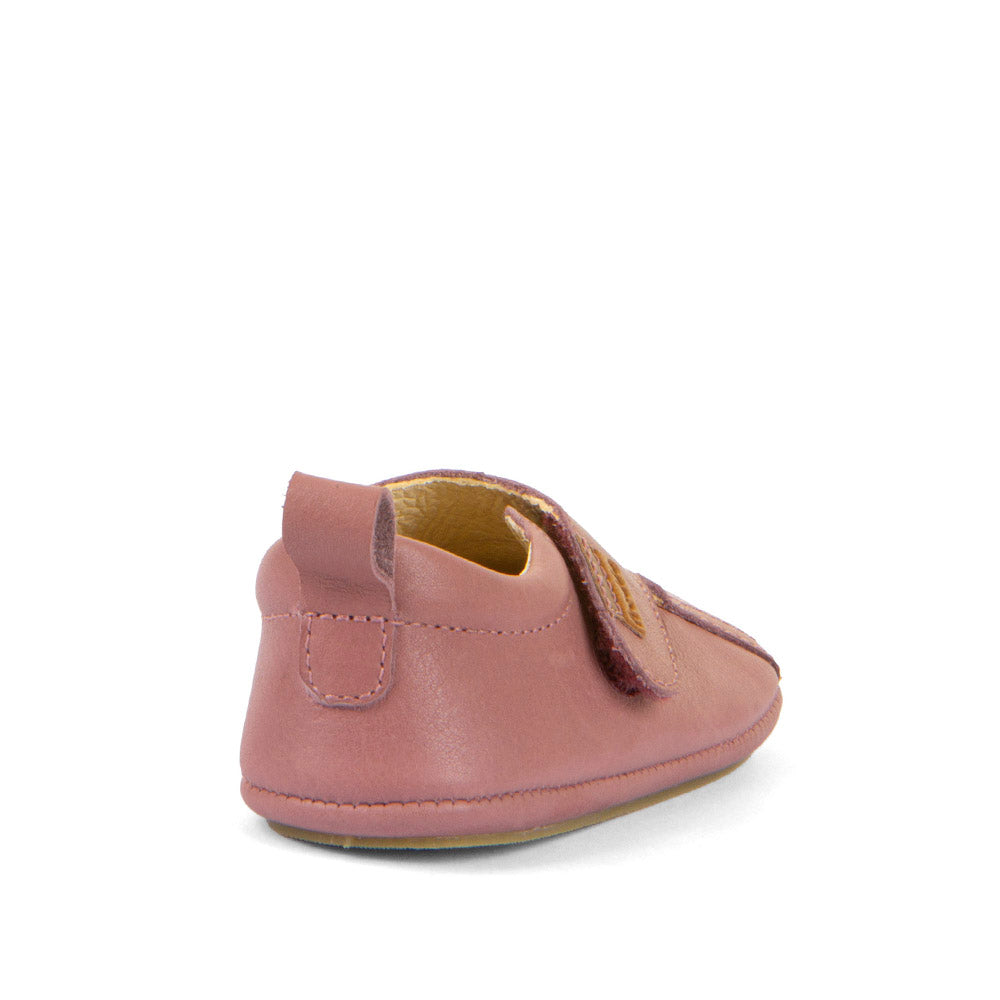 Barefoot Prewalkers - Single Velcro Leather Baby Shoes in Dark Pink