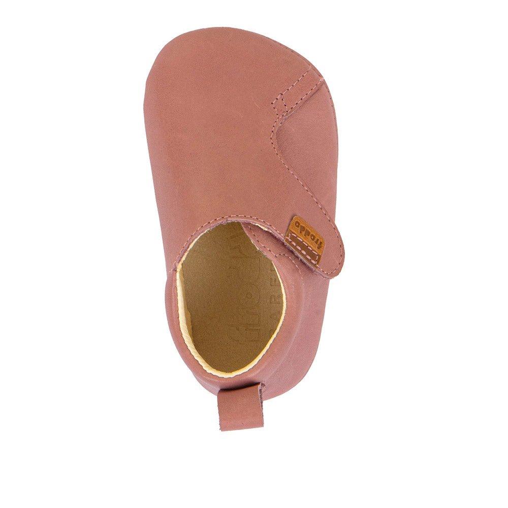 Barefoot Prewalkers - Single Velcro Leather Baby Shoes in Dark Pink