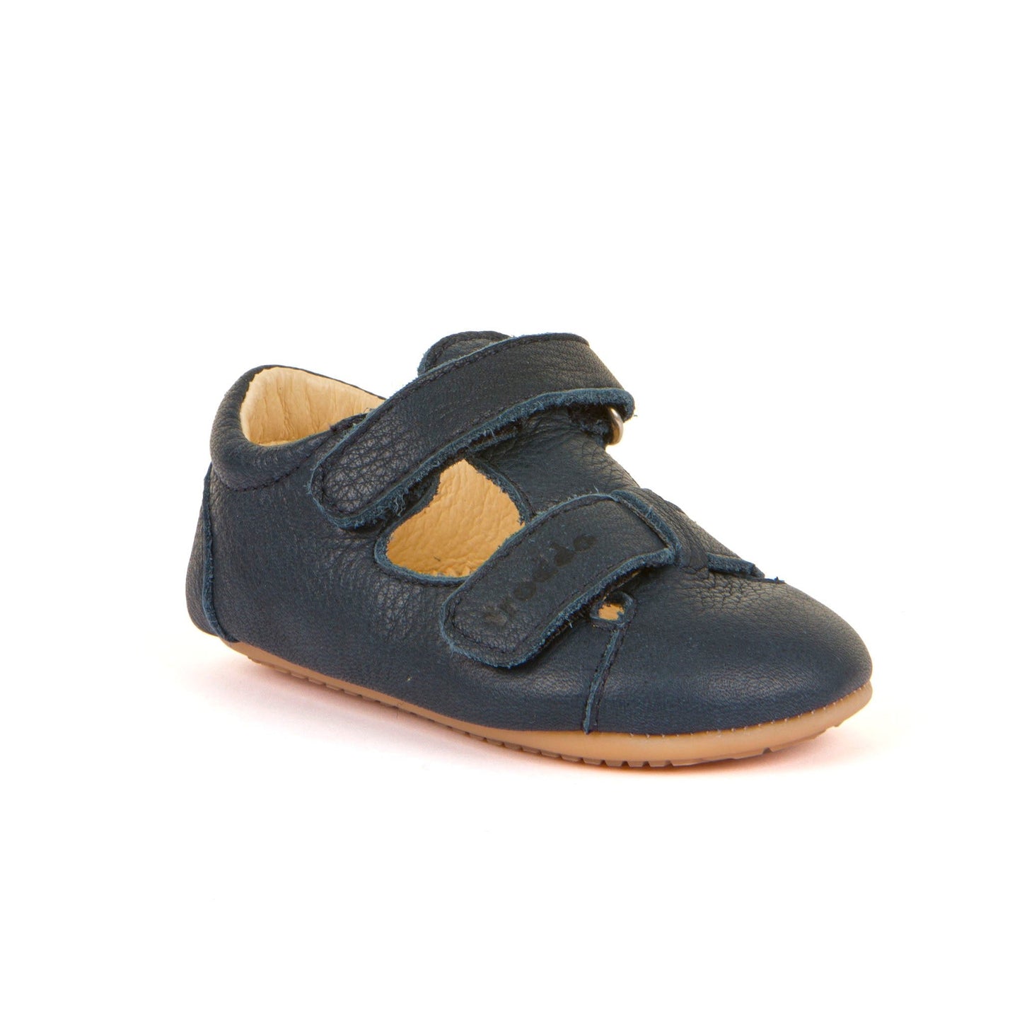 Prewalkers Double Velcro Leather Sandal in Dark Blue