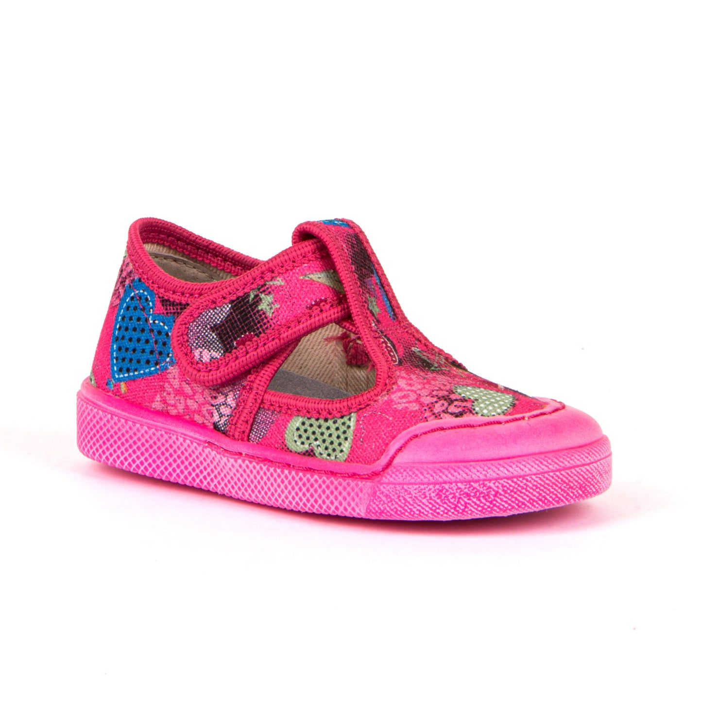 Rosario T-Bar Canvas - Fuchsia with Heart Print