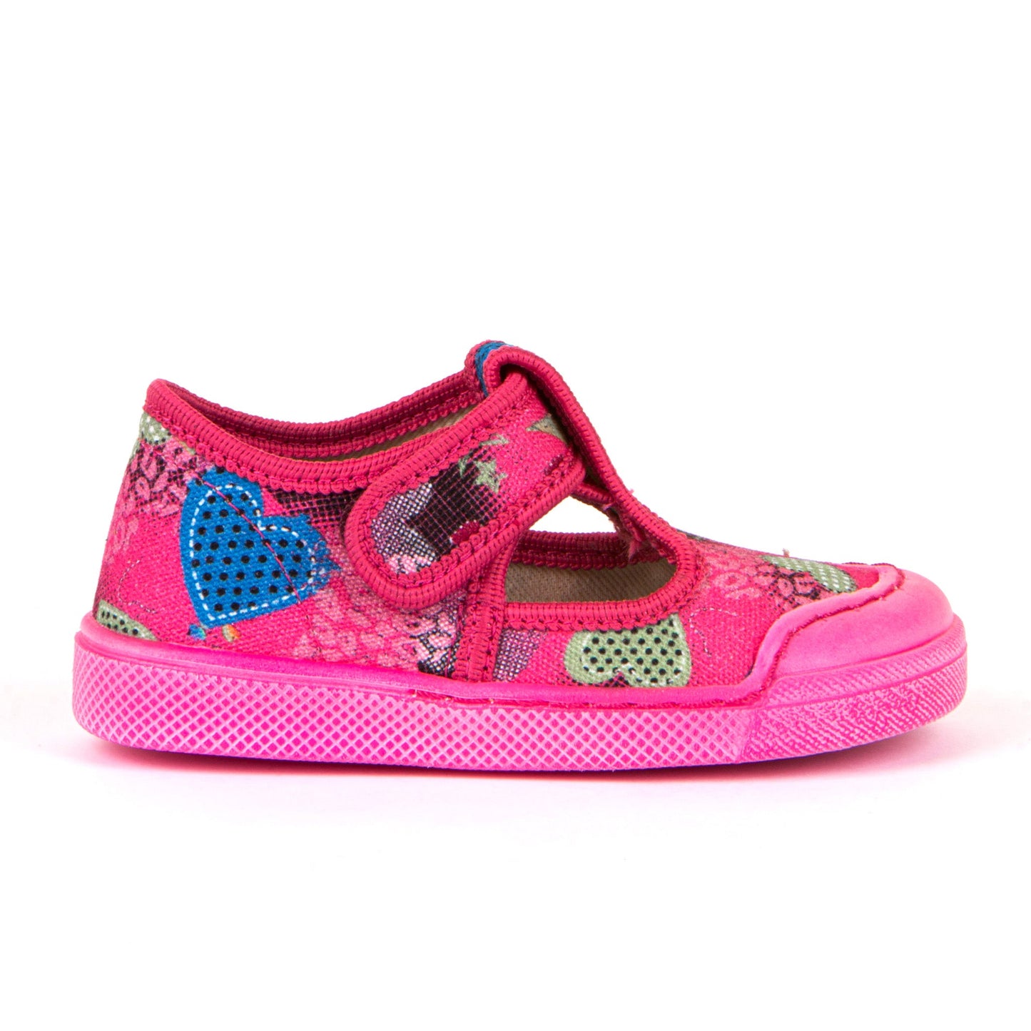 Rosario T-Bar Canvas - Fuchsia with Heart Print