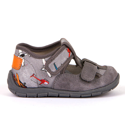 Classic Canvas Sandal - Grey with Plane Print