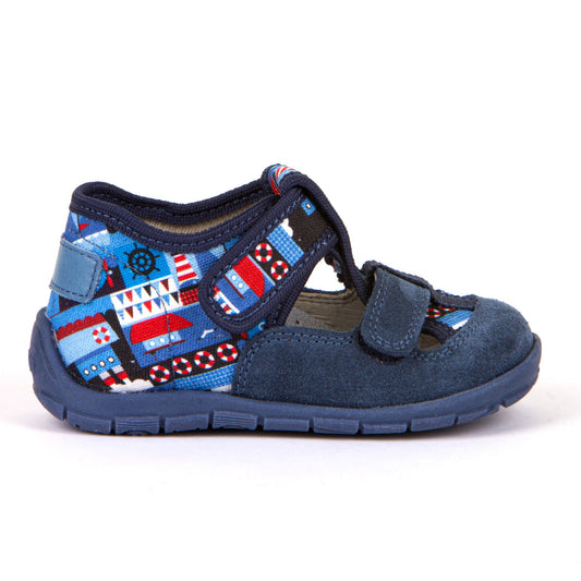 Classic Canvas Sandal - Denim with Nautical Theme Print