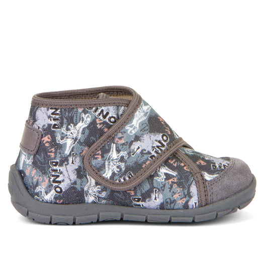 Classic High-Top Slipper - Grey with Dinosaur Print