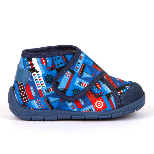 Classic High-Top Slipper - Denim with Nautical Theme Print