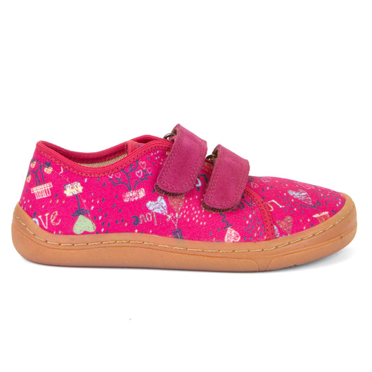 Barefoot Canvas - Fuchsia+ with Heart Print