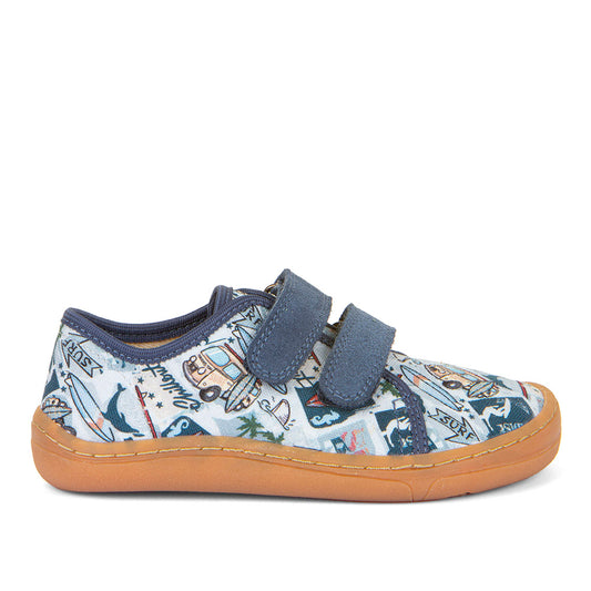 Barefoot Canvas - Light Blue with Surfing Adventure Print