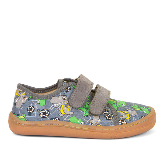 Barefoot Canvas - Grey with Baby Dinosaur Print
