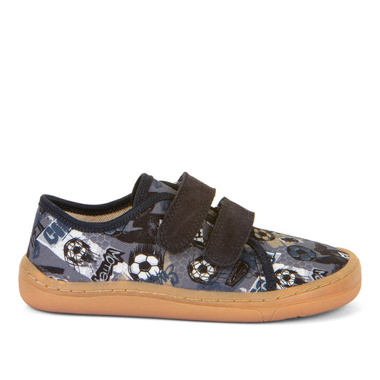 Barefoot Canvas - Grey/Blue with Soccer Theme Print