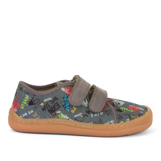 Barefoot Canvas - Grey+ with Dinosaur Print