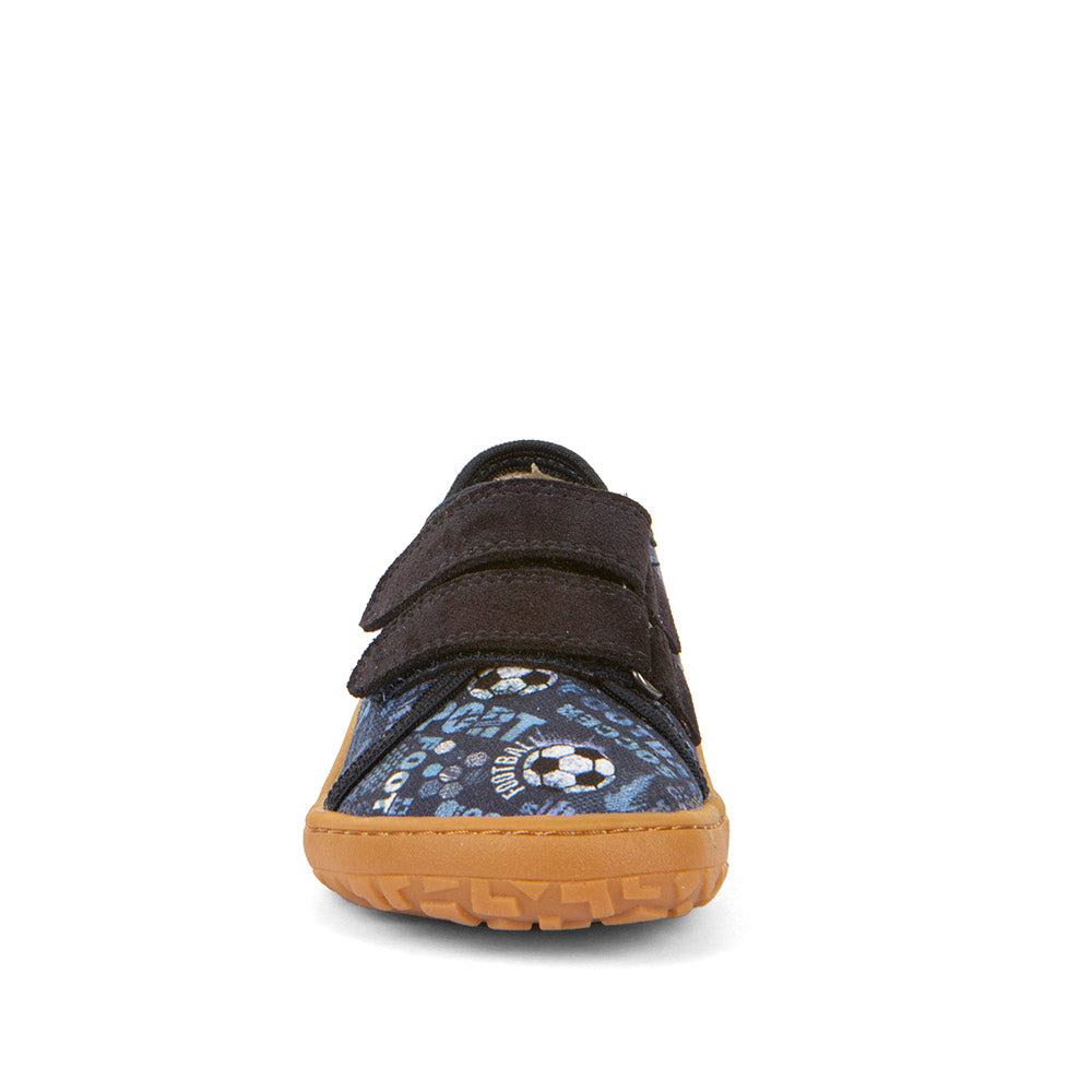 Barefoot Canvas - Blue/Denim with Soccer Theme Print