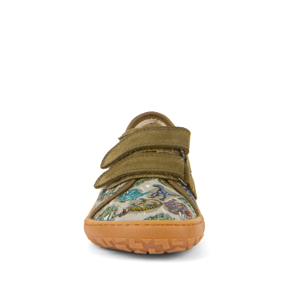 Barefoot Canvas - Olive with Dinosaur Print