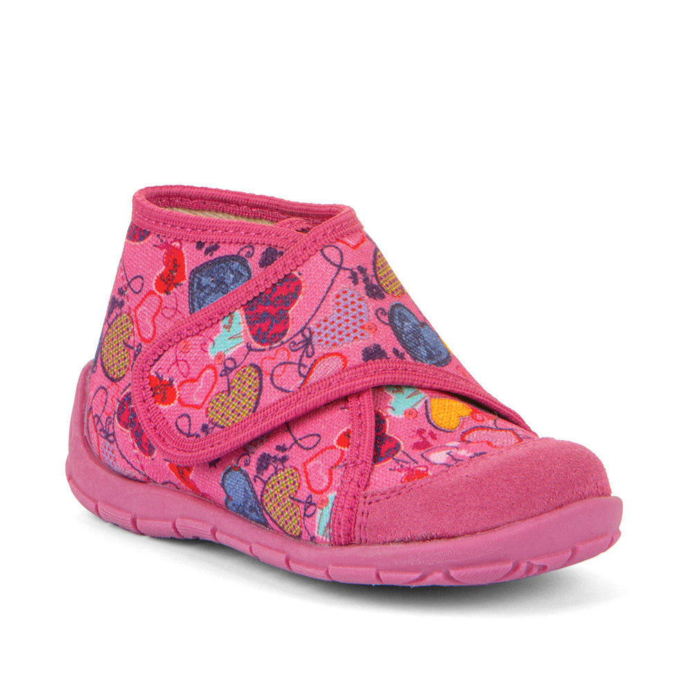 Classic High-Top Slipper Fuxia with Hearts Print