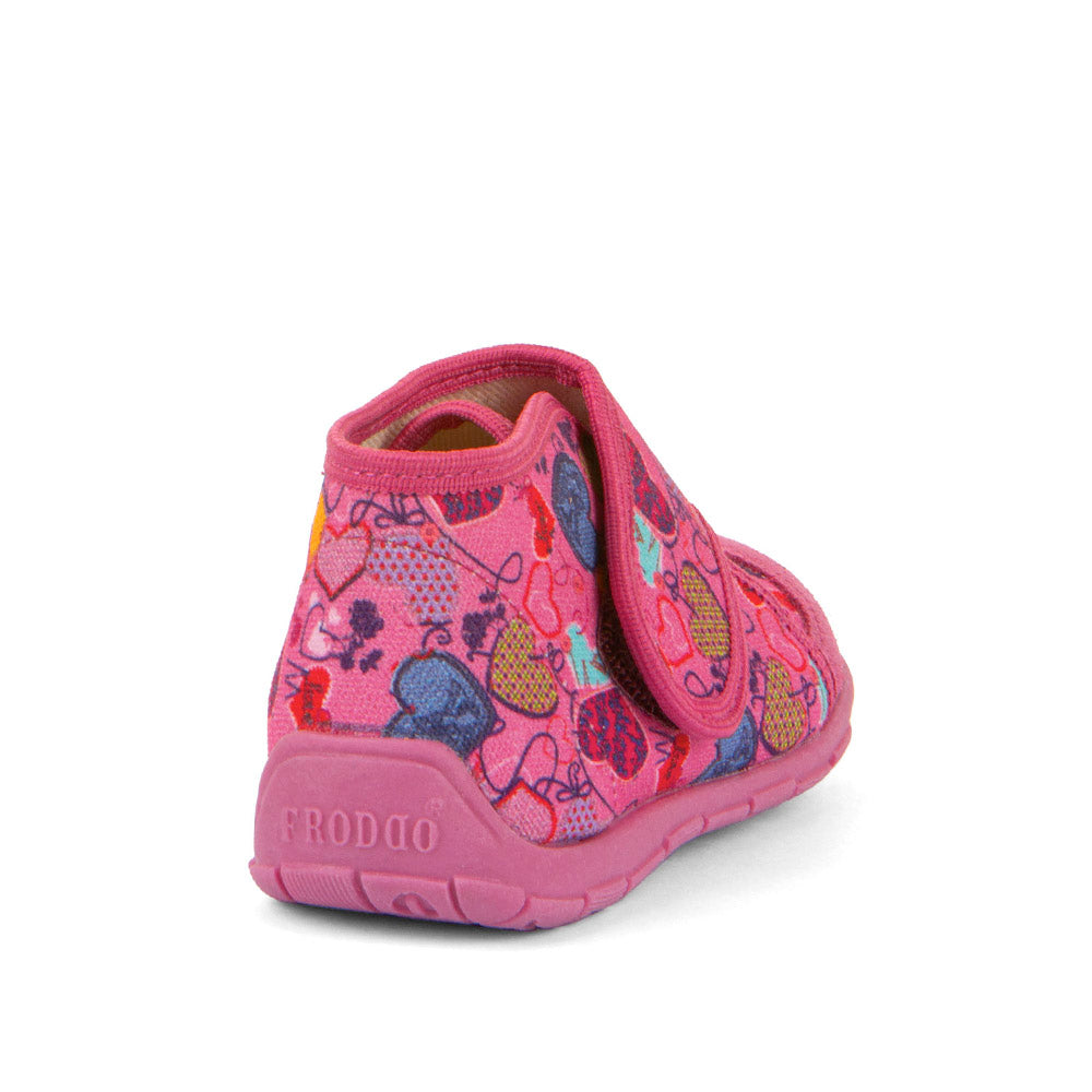 Classic High-Top Slipper Fuxia with Hearts Print