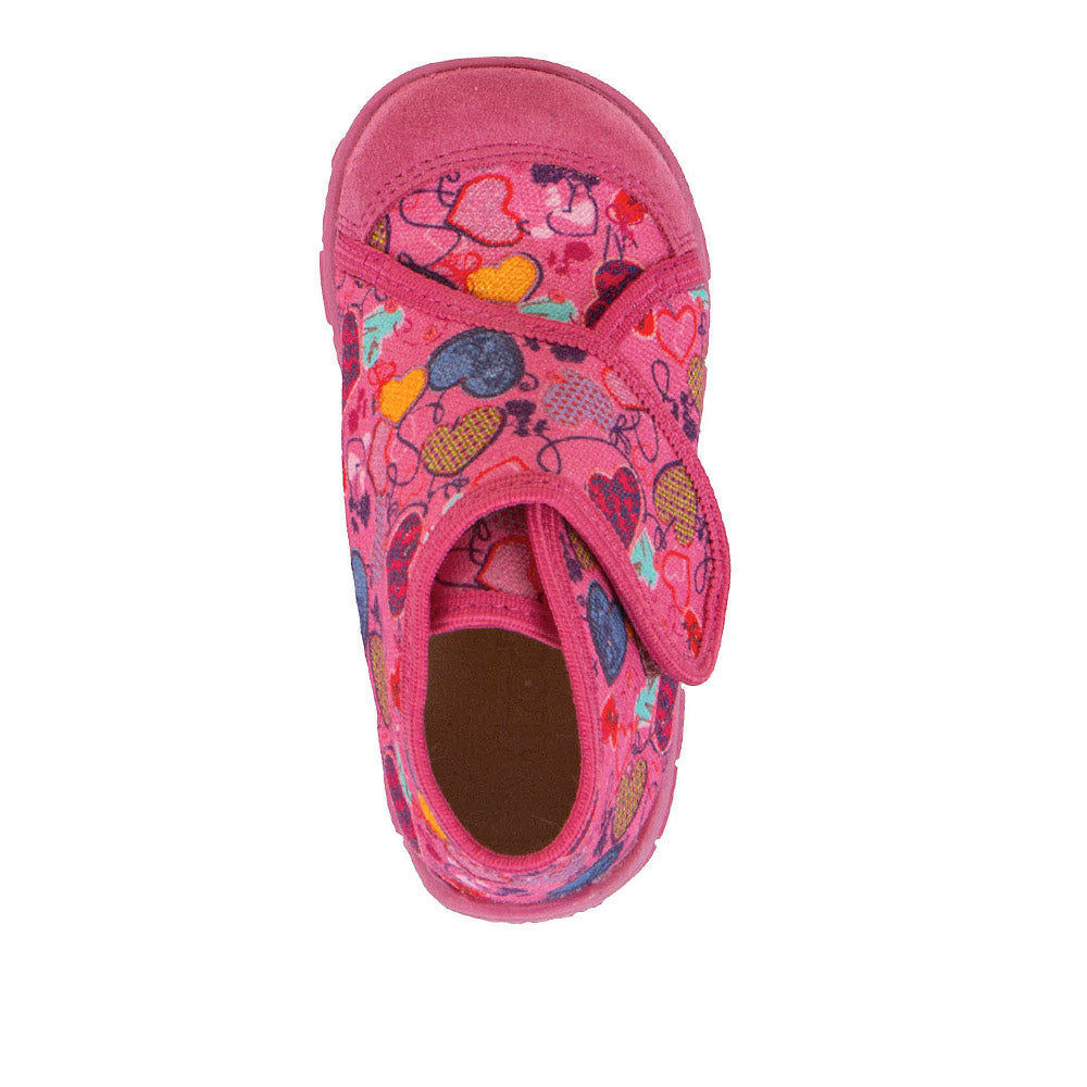 Classic High-Top Slipper Fuxia with Hearts Print