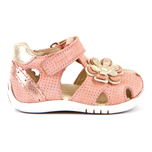 Bambi Step Sandal - Pink Shine with Flower detail