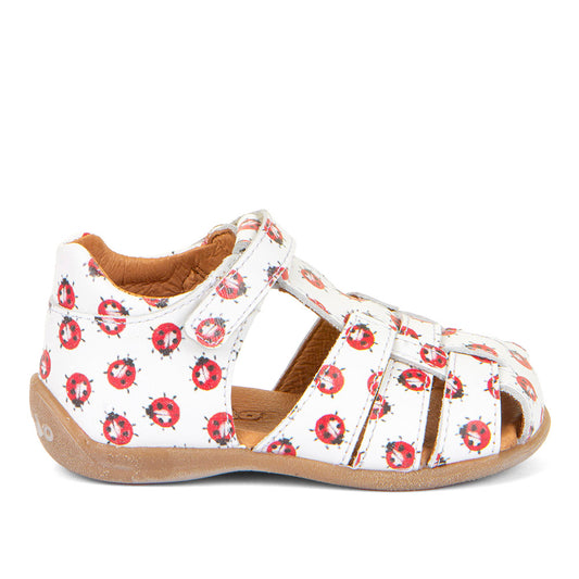 Carte U Sandal - White with Ladybug Print