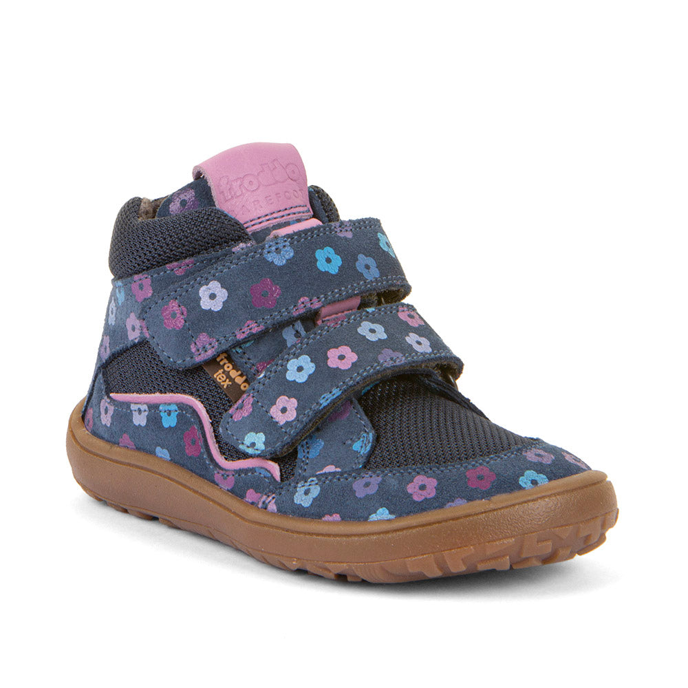 Barefoot Autumn TEX Waterproof Shoes – Leather & Mesh in Denim+ Flowers