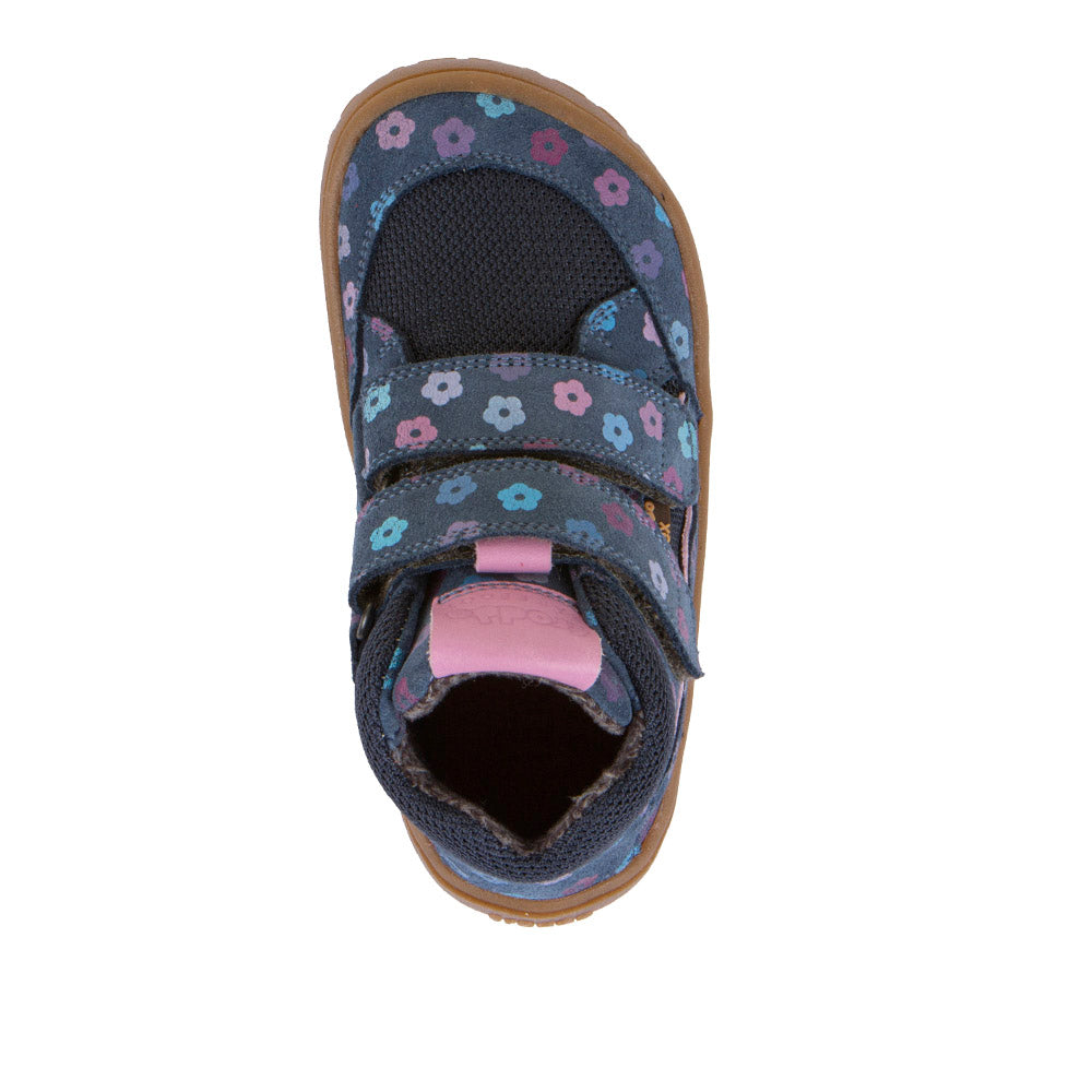 Barefoot Autumn TEX Waterproof Shoes – Leather & Mesh in Denim+ Flowers