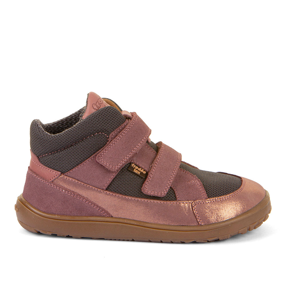 Barefoot UP TEX Autumn Waterproof Shoes – Leather & Mesh in Grey/Pink