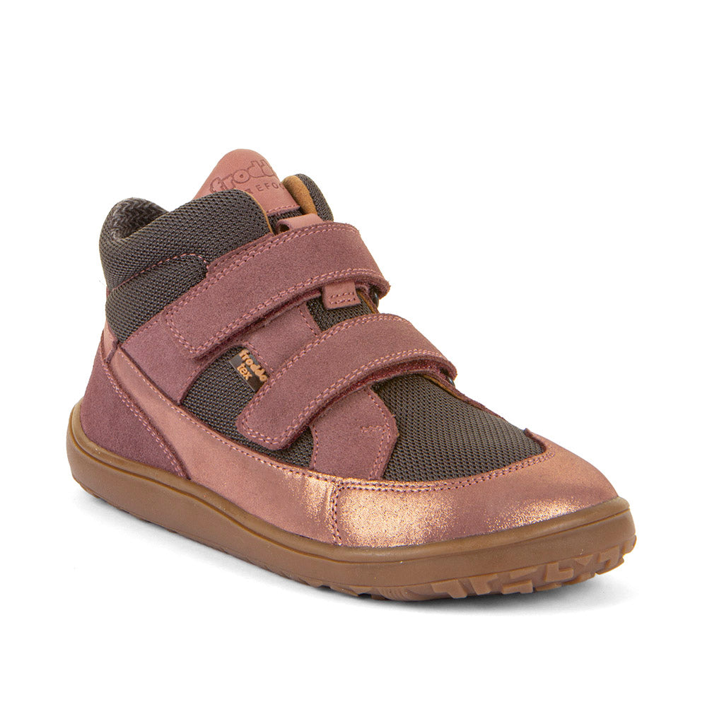 Barefoot UP TEX Autumn Waterproof Shoes – Leather & Mesh in Grey/Pink