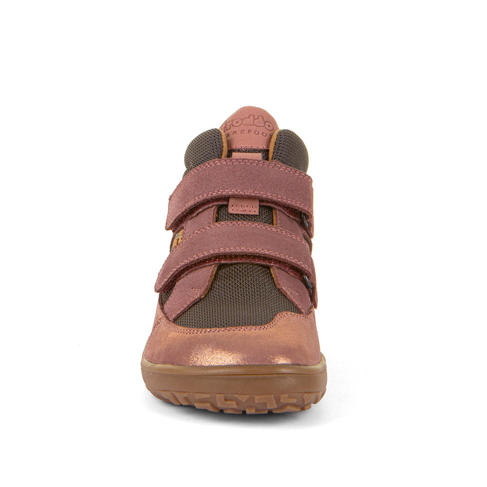Barefoot UP TEX Autumn Waterproof Shoes – Leather & Mesh in Grey/Pink
