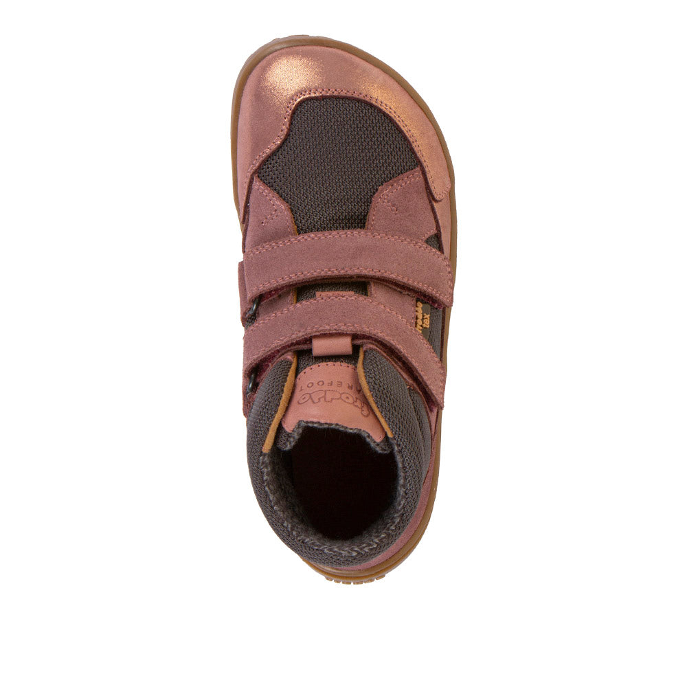 Barefoot UP TEX Autumn Waterproof Shoes – Leather & Mesh in Grey/Pink