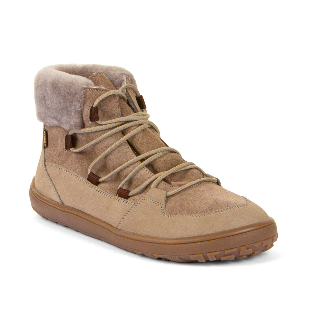 Barefoot Up Furry W – Waterproof Wool-Lined Ankle Boot in Taupe