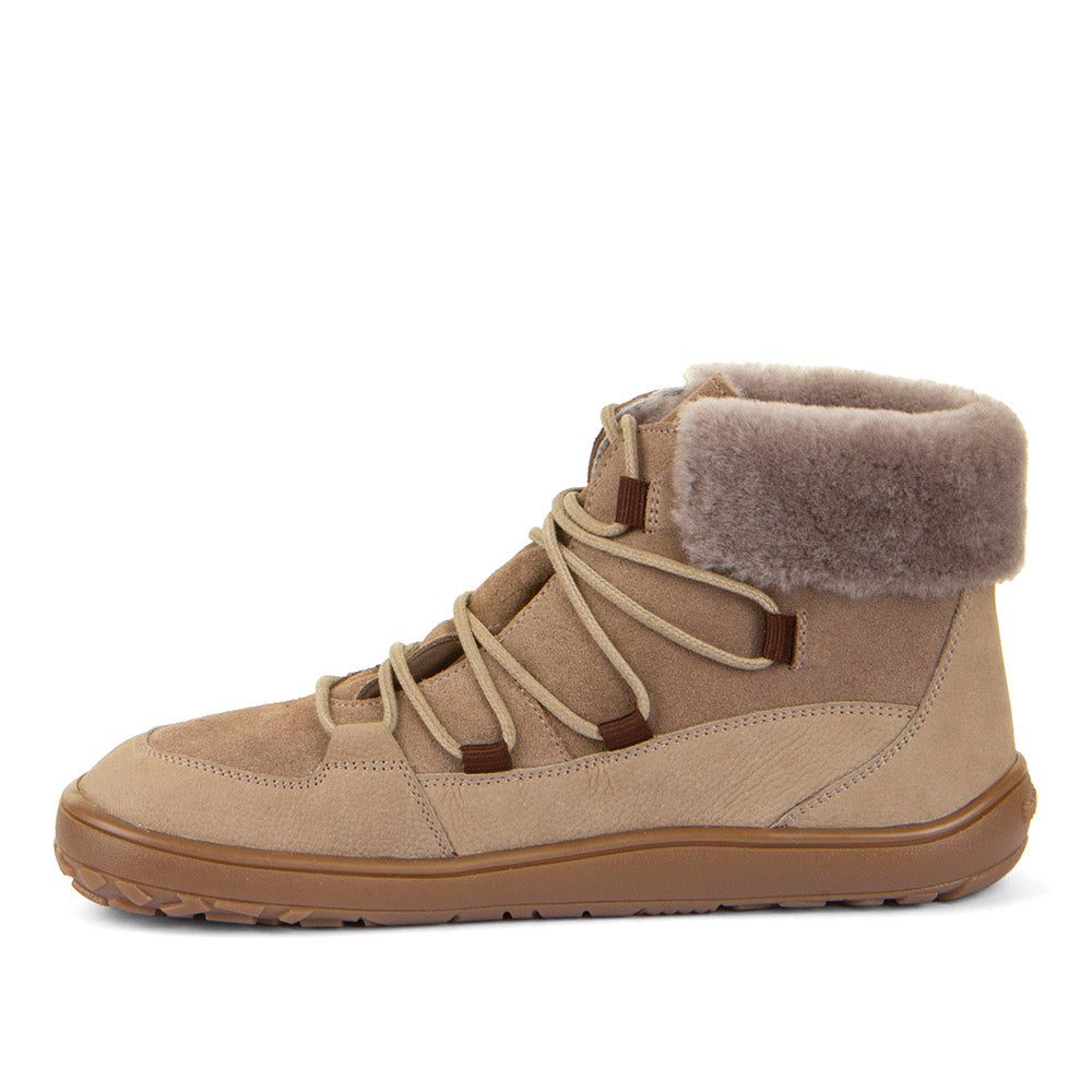 Barefoot Up Furry W – Waterproof Wool-Lined Ankle Boot in Taupe