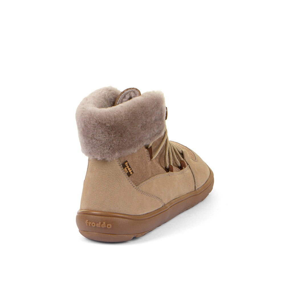 Barefoot Up Furry W – Waterproof Wool-Lined Ankle Boot in Taupe