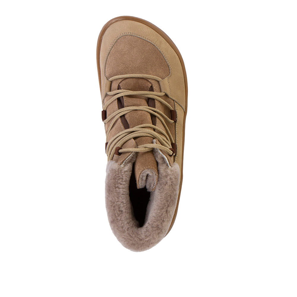 Barefoot Up Furry W – Waterproof Wool-Lined Ankle Boot in Taupe