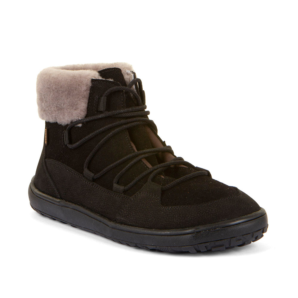Barefoot Up Furry W – Waterproof Wool-Lined Ankle Boot in Black