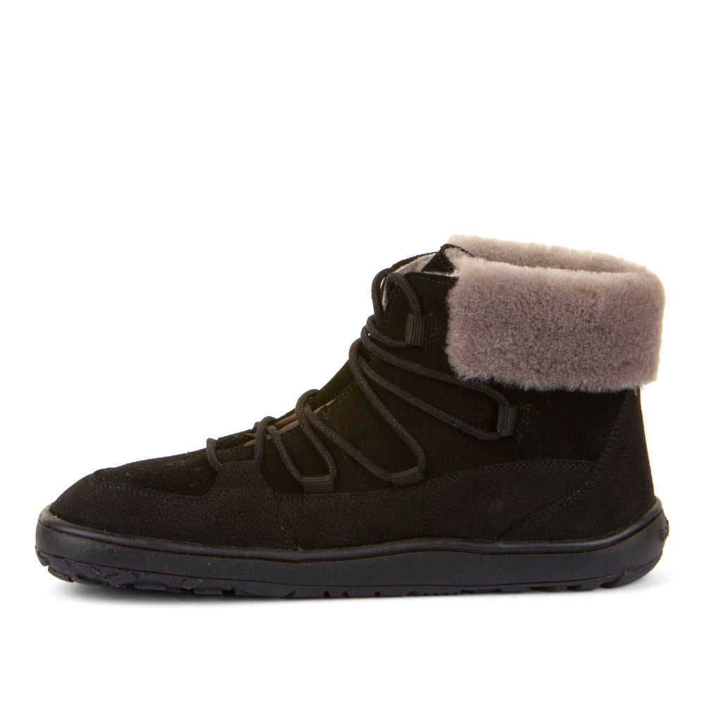 Barefoot Up Furry W – Waterproof Wool-Lined Ankle Boot in Black