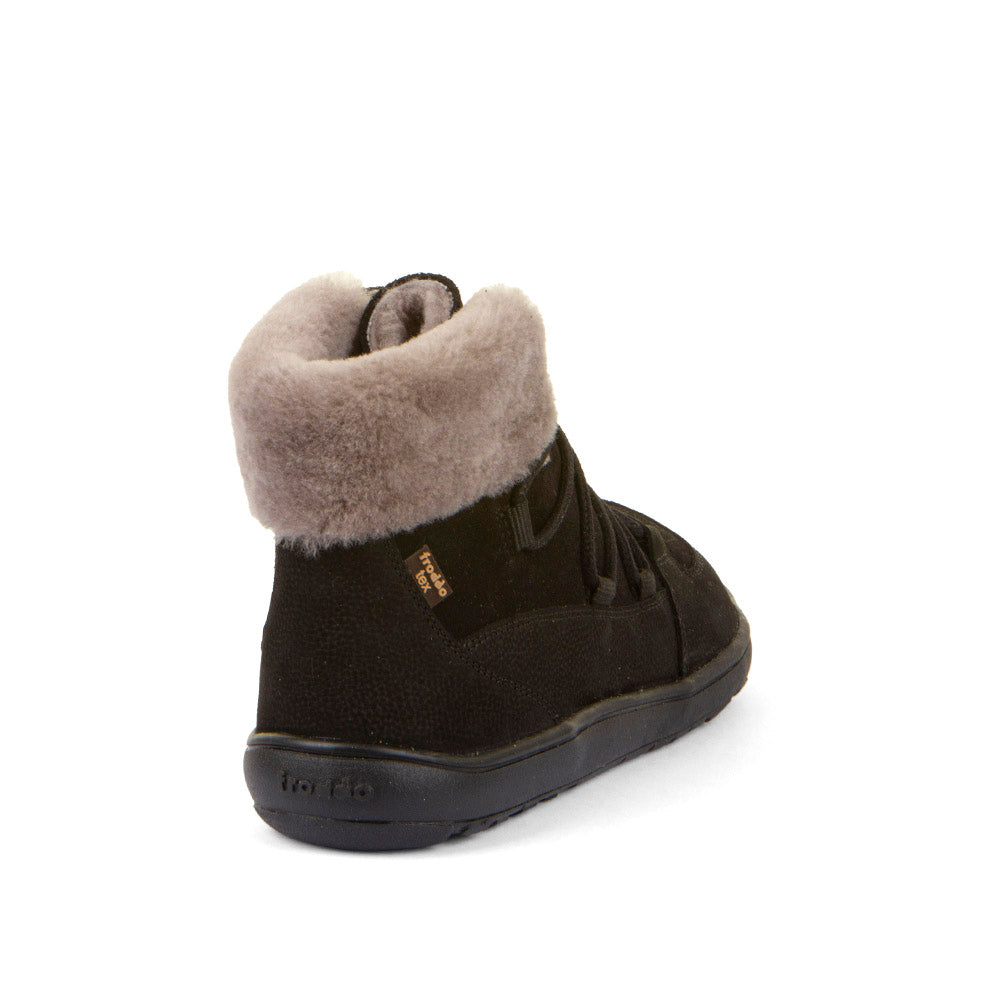 Barefoot Up Furry W – Waterproof Wool-Lined Ankle Boot in Black