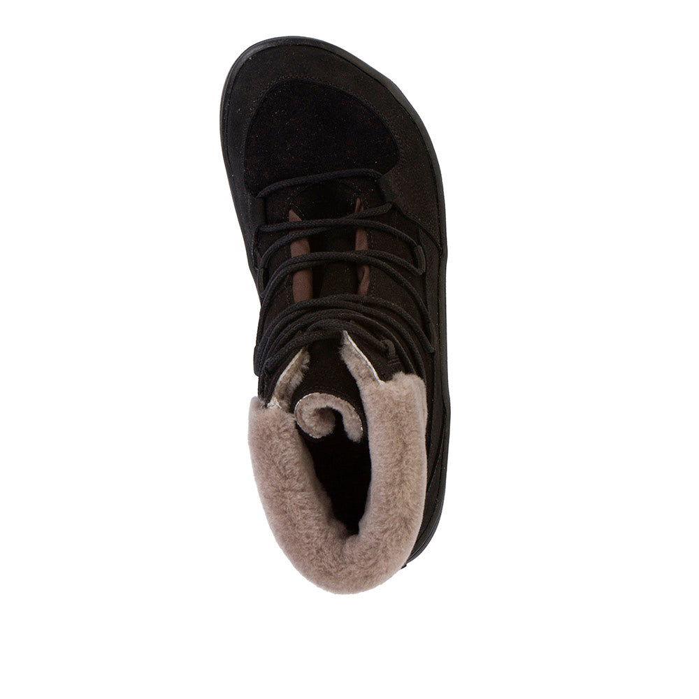 Barefoot Up Furry W – Waterproof Wool-Lined Ankle Boot in Black