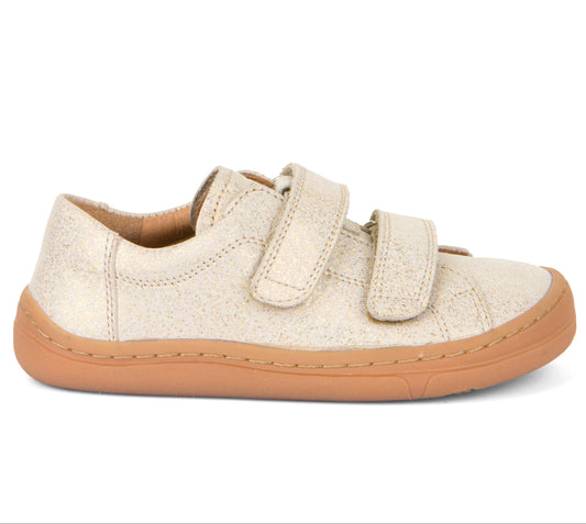 Barefoot D-Velcro Leather shoes in Gold Shine