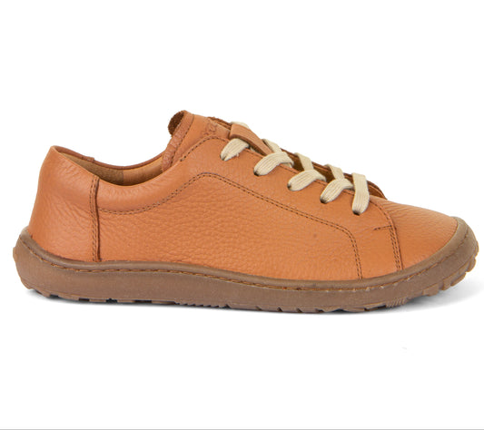 Barefoot Leather Sneaker with Laces in Cognac