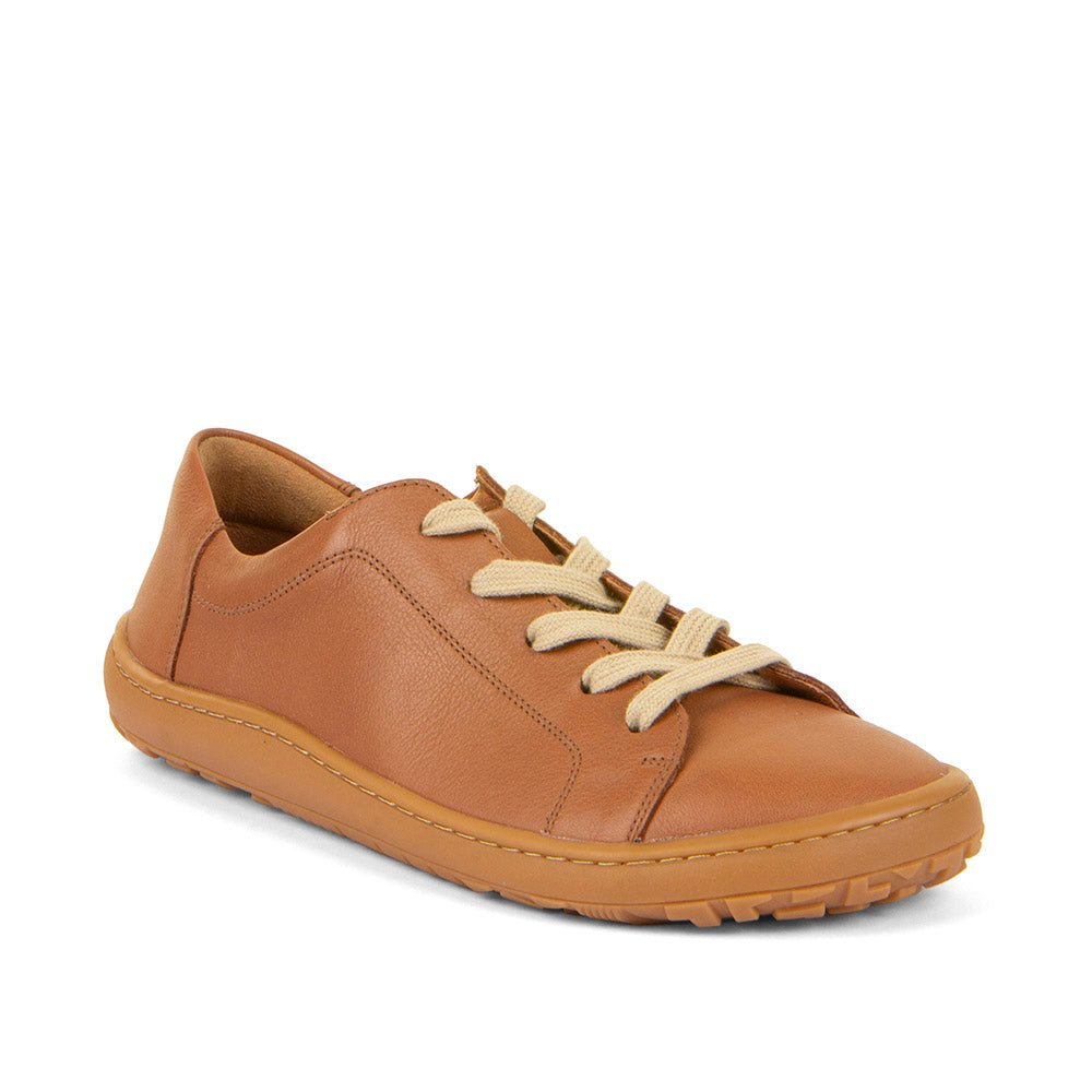 Barefoot Leather Sneaker with Laces in Cognac