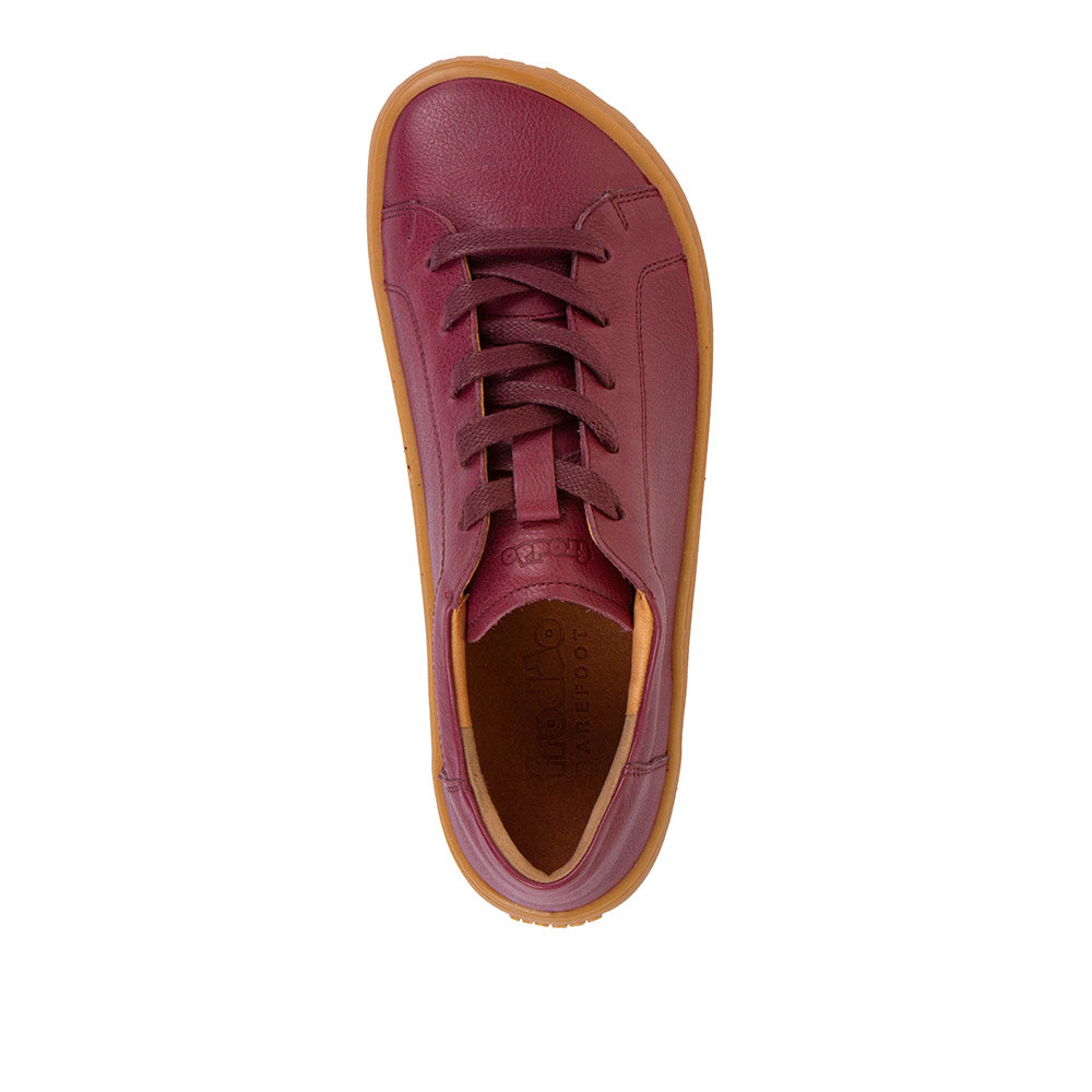 Barefoot Leather Sneaker with Laces in Bordeaux