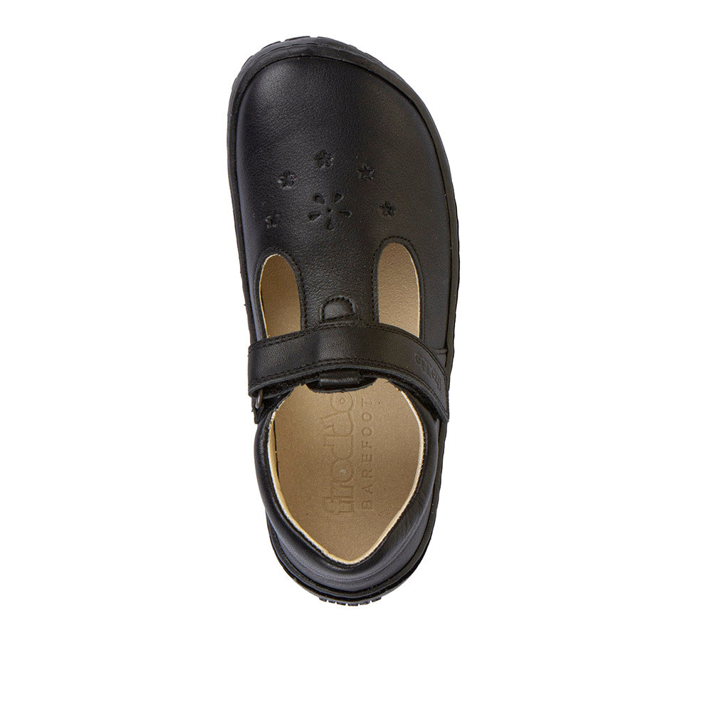 Barefoot Nina T-Bar Black School Shoe