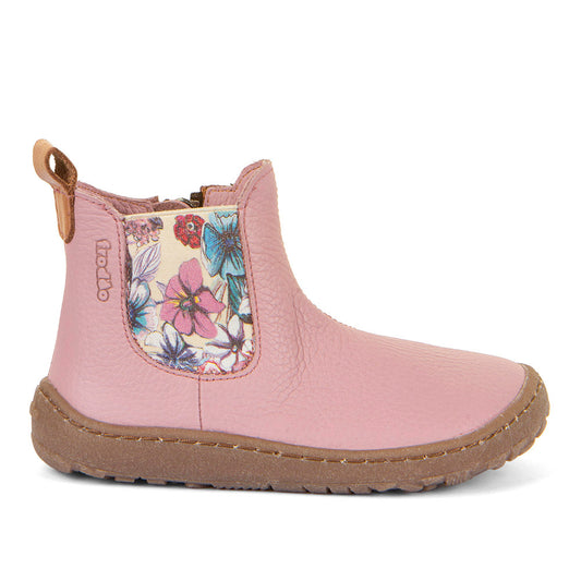 Kids' Barefoot Chelys Boots – Leather Chelsea Boots with Fleece Lining in Pink