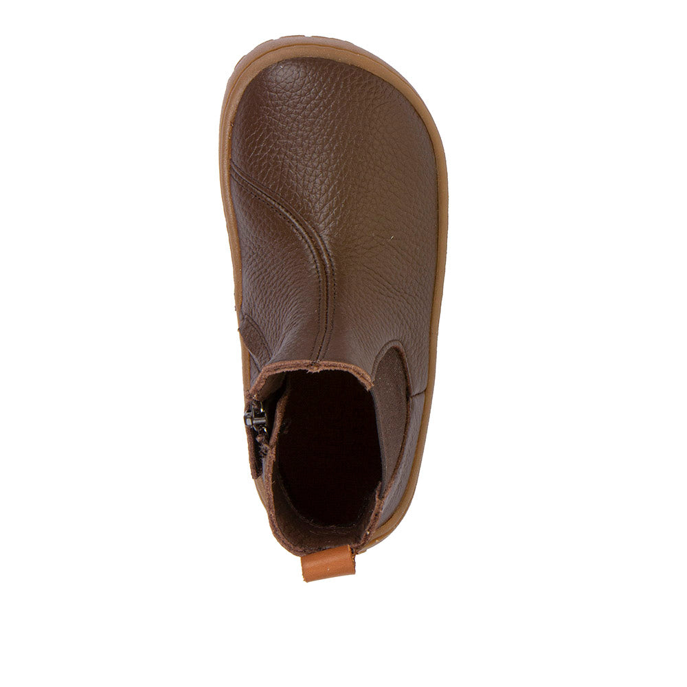 Barefoot Chelys Boots – Leather Chelsea Boots with Fleece Lining in Dark Brown