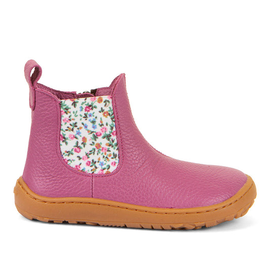 Kids' Barefoot Chelys Boots – Leather Chelsea Boots with Fleece Lining in Fuxia