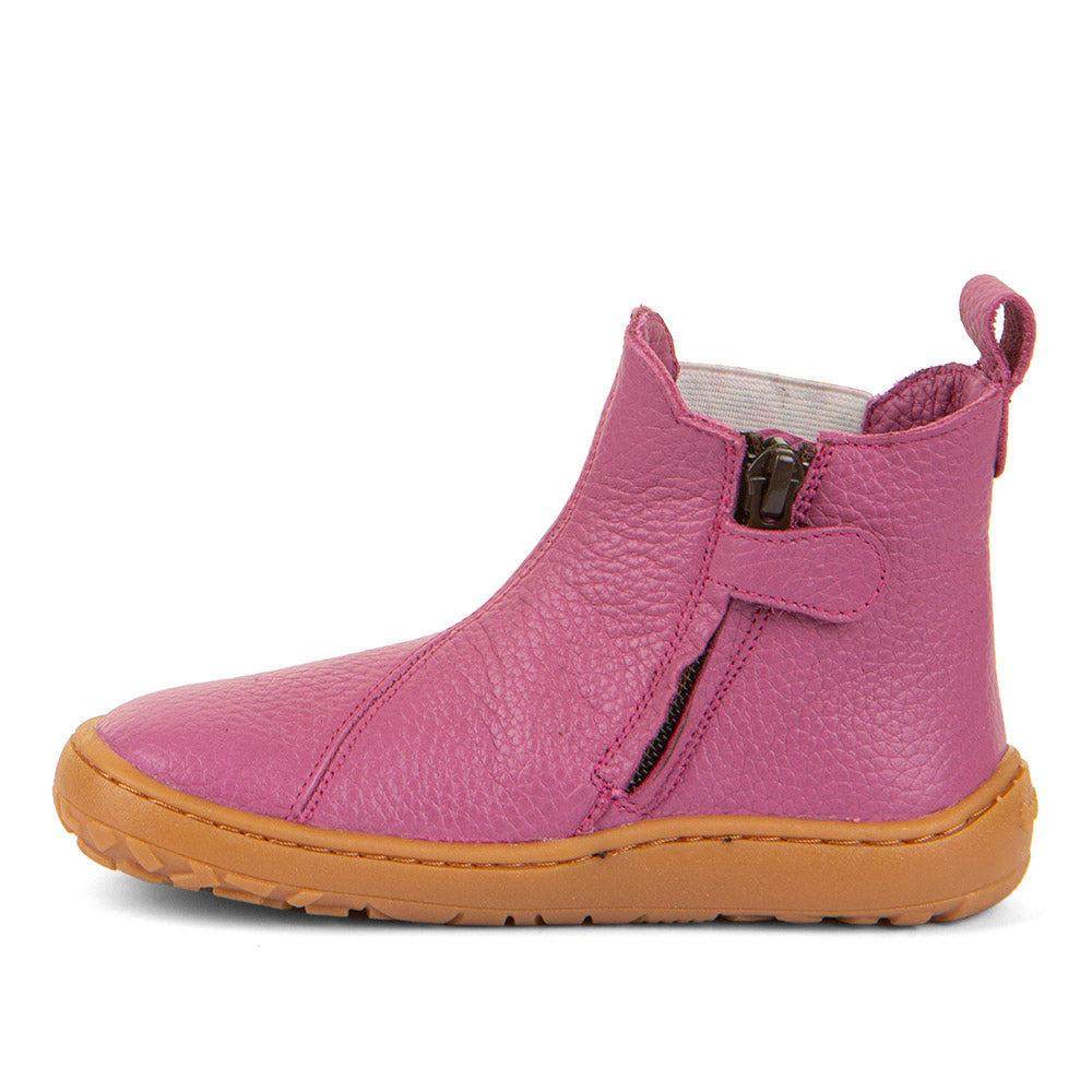 Kids' Barefoot Chelys Boots – Leather Chelsea Boots with Fleece Lining in Fuxia